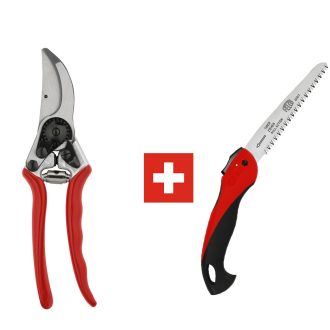 FELCO 11 metszőolló és FELCO 600 bicskafűrész díszdobozban, hosszabb pengéjű olló fűrésszel