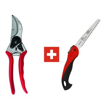 FELCO 2 metszőolló és FELCO 600 bicskafűrész díszdobozban, ajándékcsomag kertészeknek