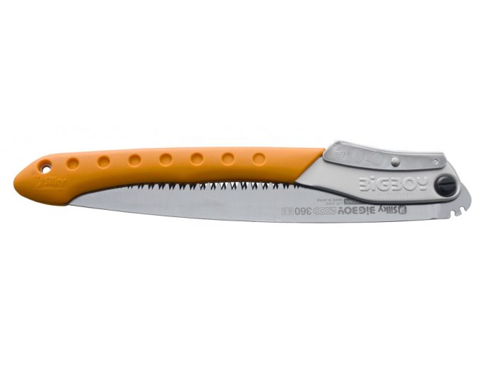 Silky Bigboy 2000 összecsukható fűrész ívelt 360 mm-es pengével, extra nagy fogazattal, nyitott állapotban