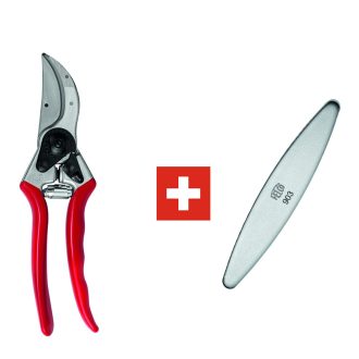 FELCO 2 metszőolló és FELCO 903 gyémánt fenőkő együtt, alapmodell fenőkővel a tartós élességért