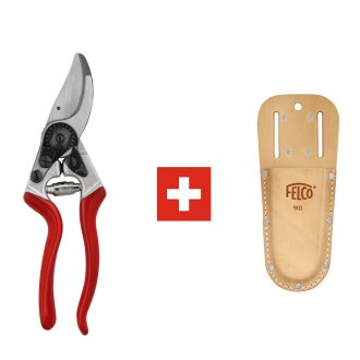 FELCO 8 metszőolló és FELCO 910 bőrtok együtt, professzionális olló bőr övtokkal