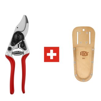 FELCO 14 metszőolló és F910 papucstok együtt, a legkisebb FELCO olló bőr övtokkal