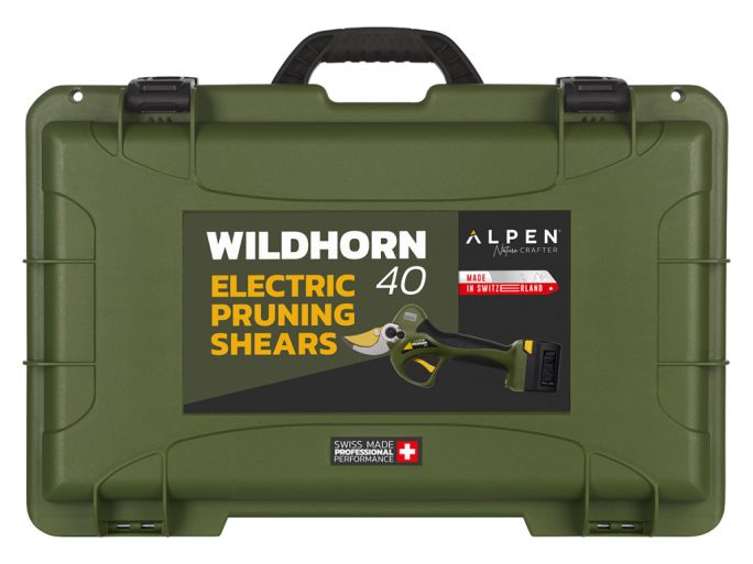 Alpen Wildhorn 40 akkumulátoros metszőolló FELCO gyártású titán bevonatú HSS pengével és két akkumulátorral